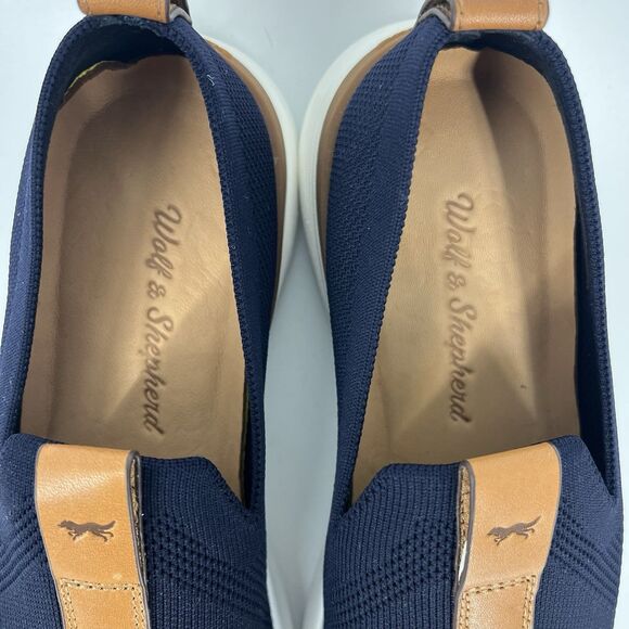 Wolf & Shepherd Shoes Mens Size 6 Womens Size 8 Navy White Swiftknit Loafer - Picture 3 of 8